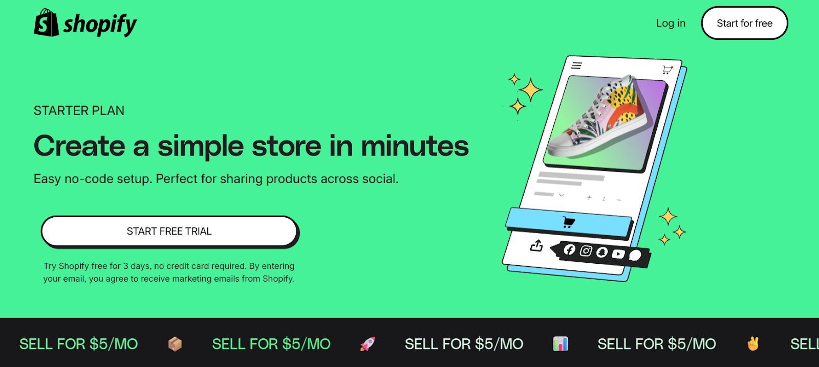 Shopify starter plan price 2025