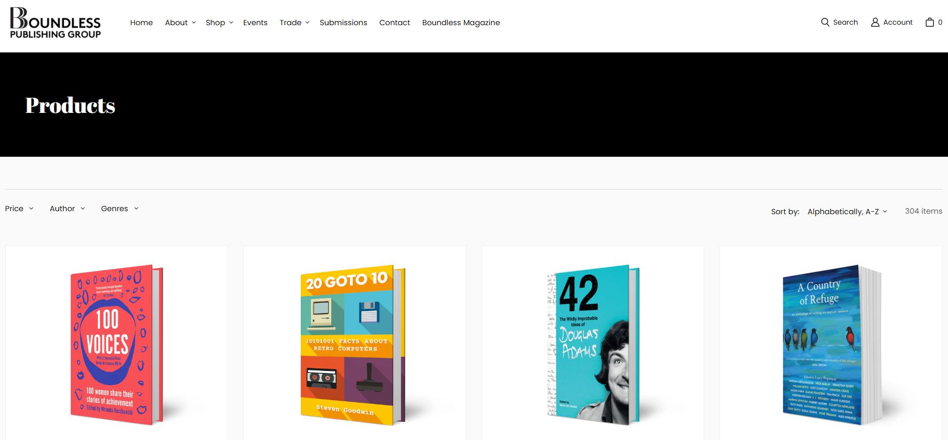 Boundless Publishing Group has a clean product page to showcase books
