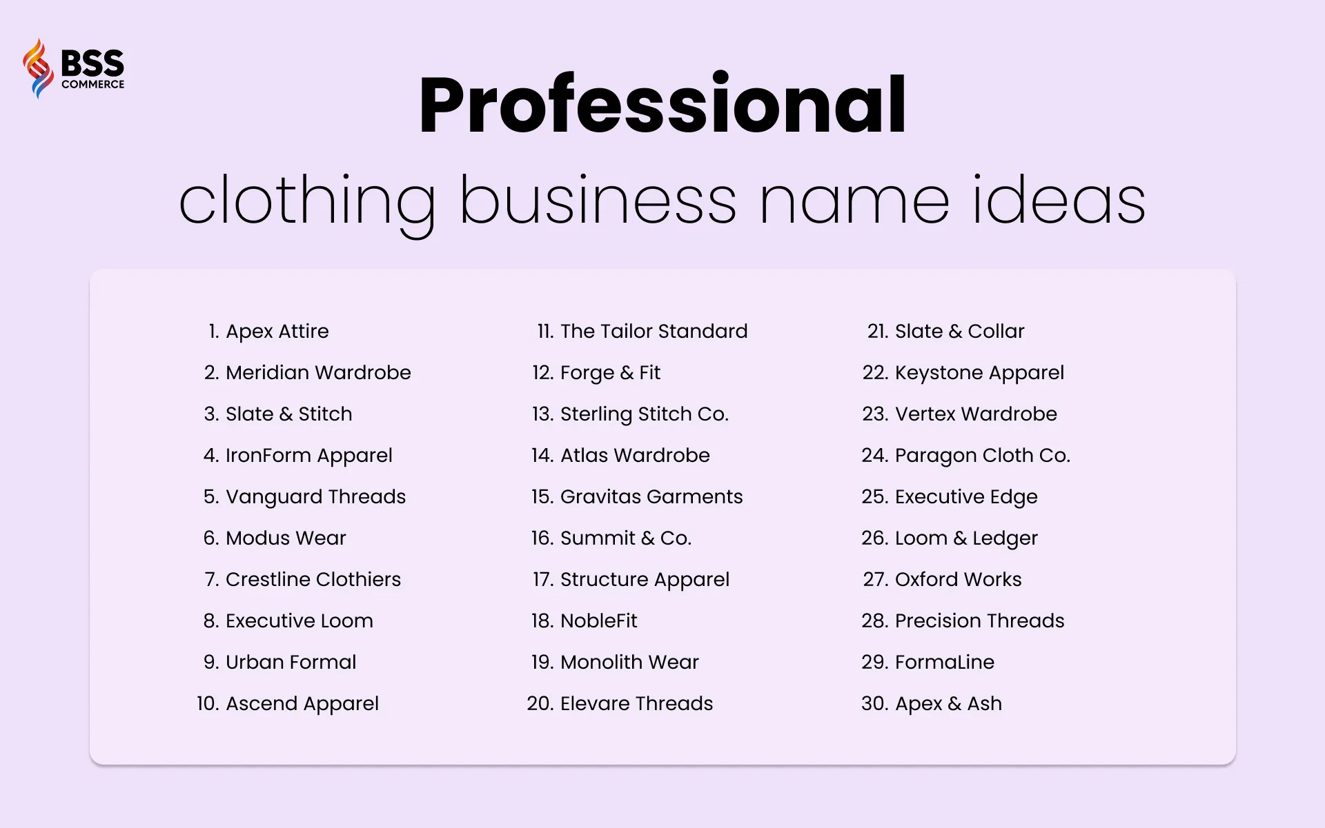 professional clothing brand name ideas