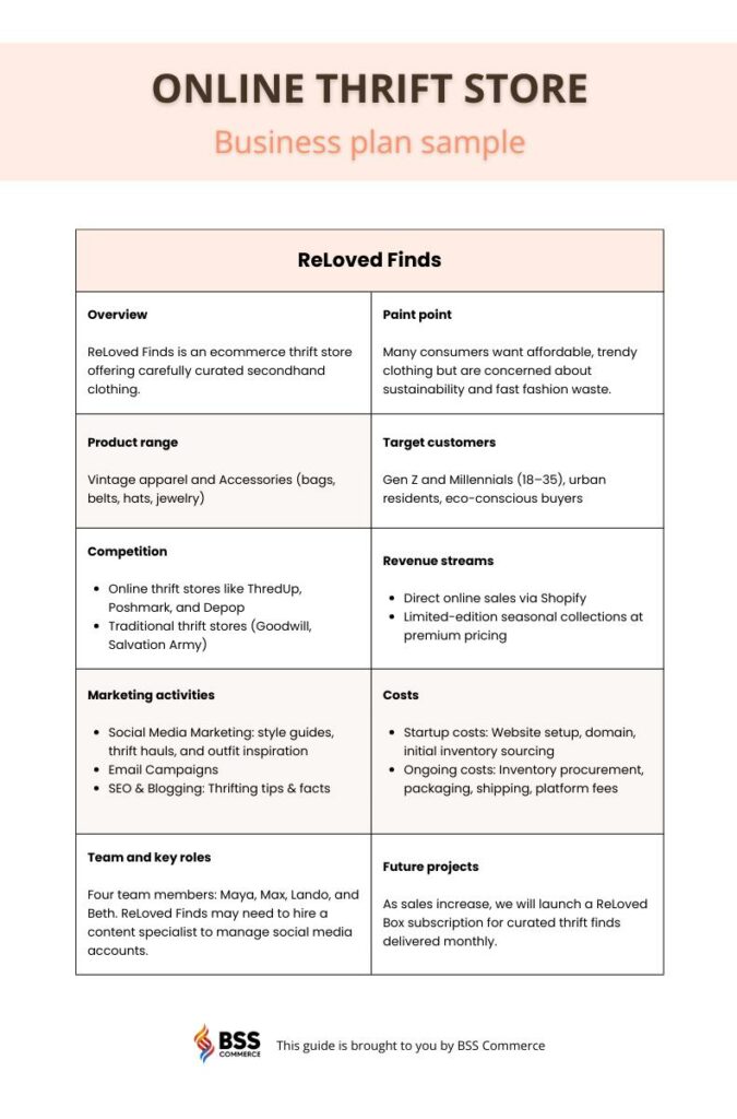 How to Start an Online Thrift Store - sample business plan
