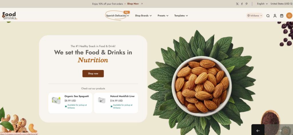 Eurus theme - best Shopify theme for SEO