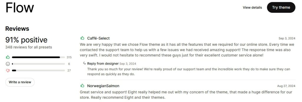 Flow has over 300 reviews, most are positive about customer service 