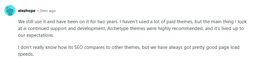 A Shopify merchant's review on the Impulse theme, reporting good page load speeds