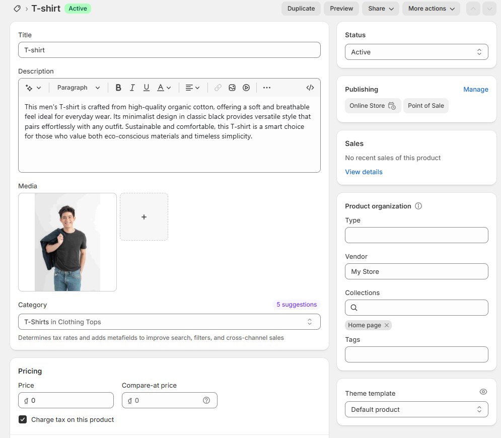 I added a product manually and found it easy to customize settings