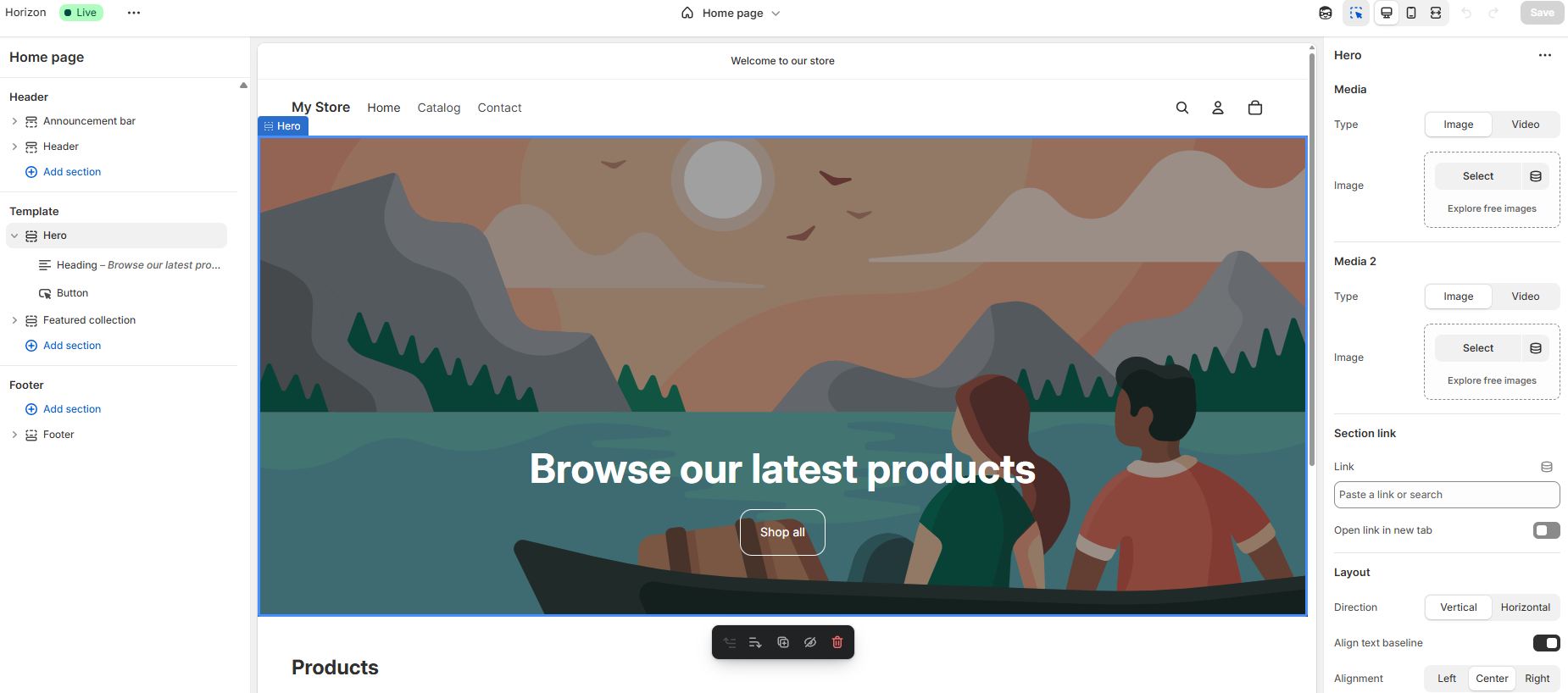Shopify's intuitive, drag-and-drop editor 