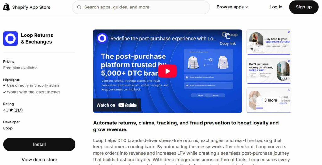 Loop Returns- Shopify Black Friday app 