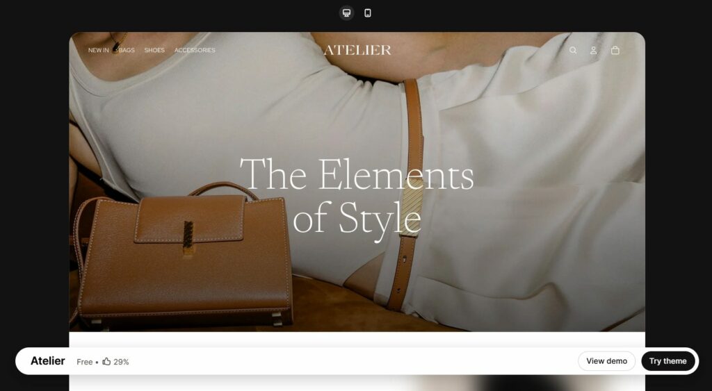 Atelier - free Shopify theme