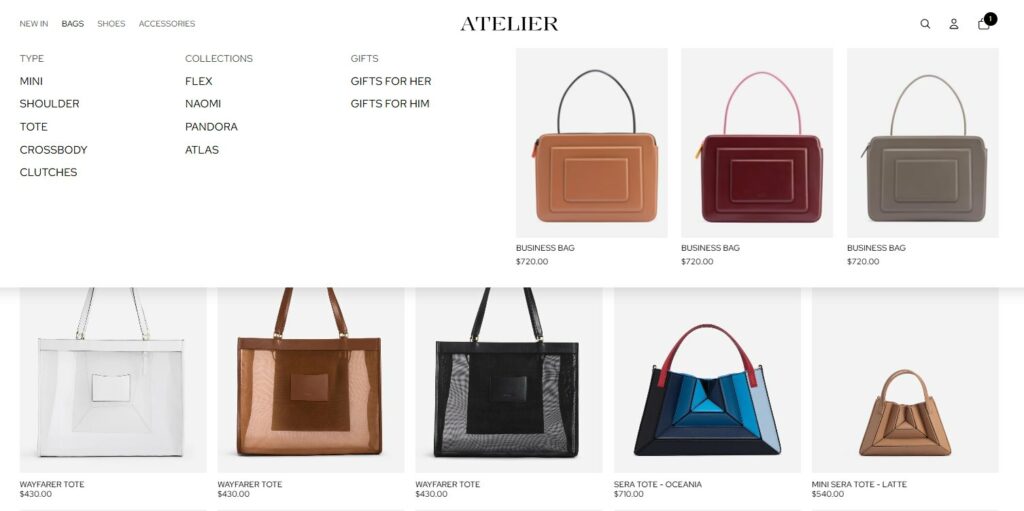 Atelier theme - mega menu with featured products