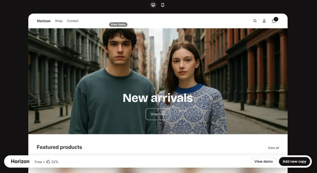 Horizon - best free Shopify theme for mobile