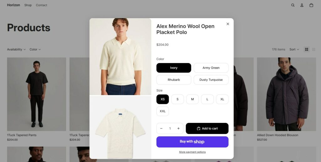 Horizon theme - quick buy feature