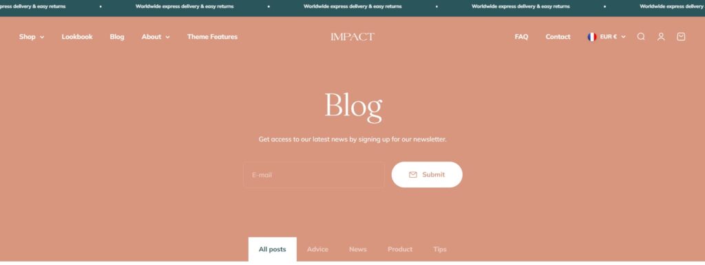 Blog - shopify impact theme features