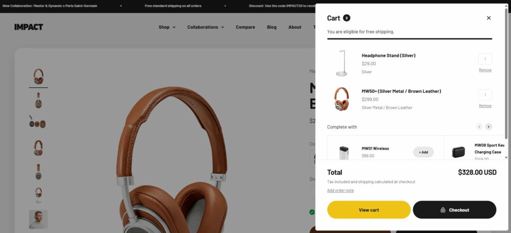Sidebar - shopify impact theme features