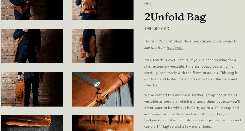 Origin shopify theme - media rich product page