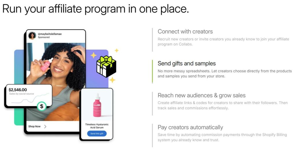 shopify collabs - features