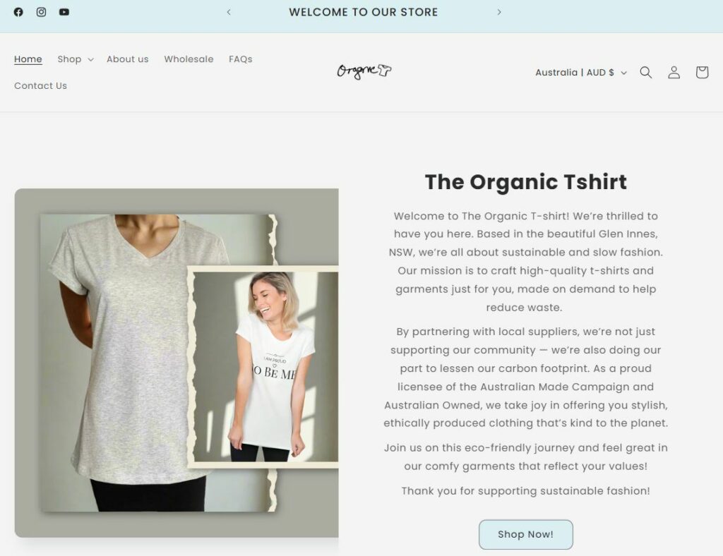 Shopify T-shirt store - The Organic Tshirt