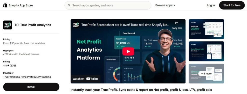 TrueProfit - Shopify net profit report app