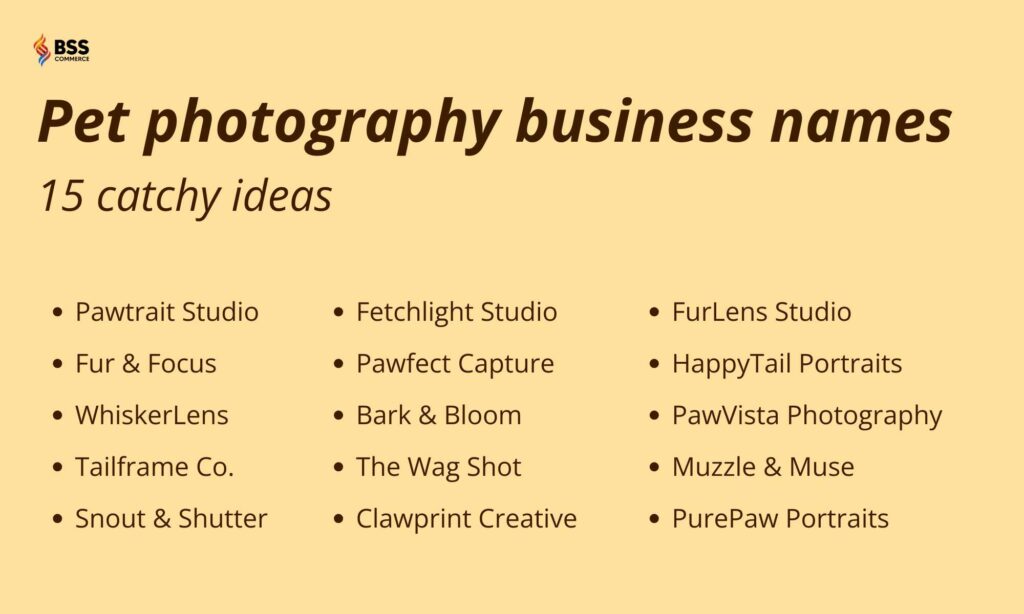 Pet photography business names