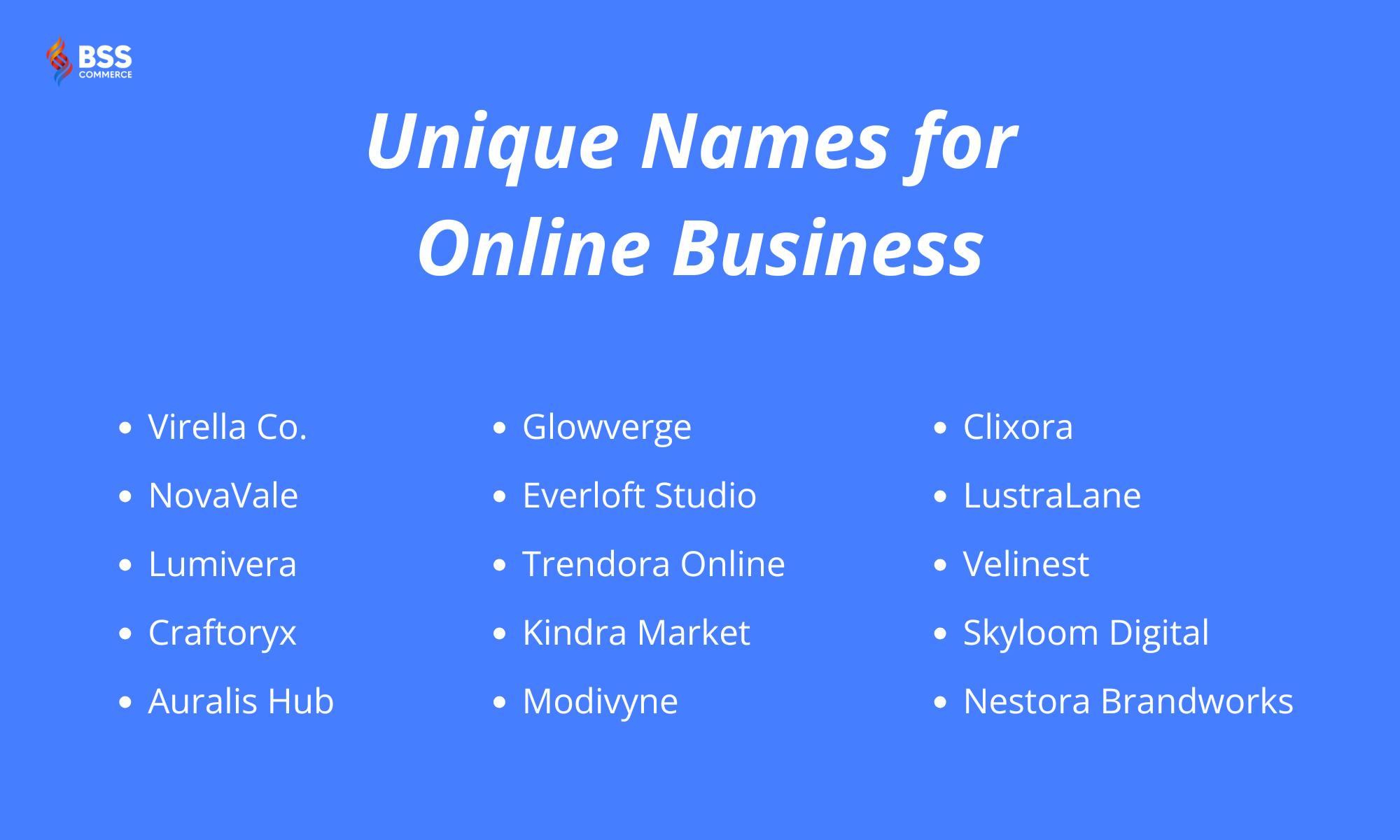 Unique Names for Online Business