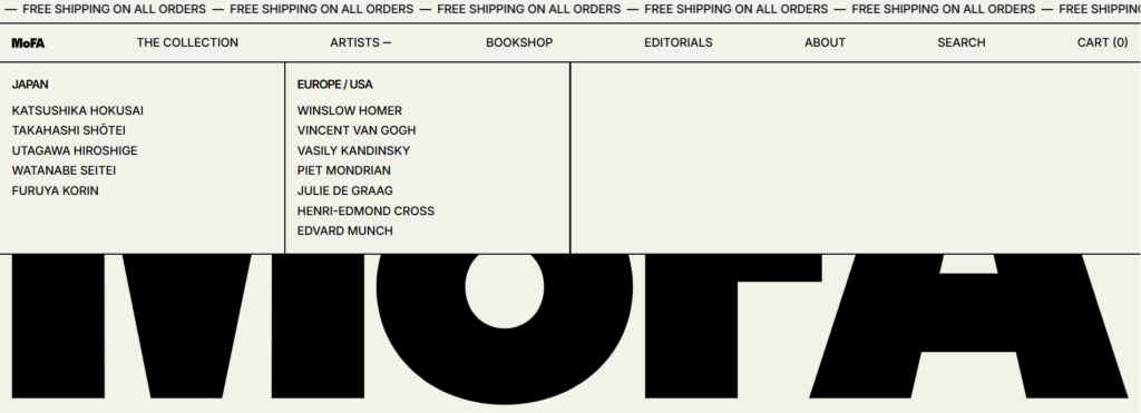 Mega menu in Baseline Theme Shopify