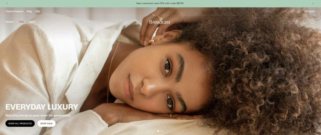 Broadcast preset of Broadcast Theme Shopify 