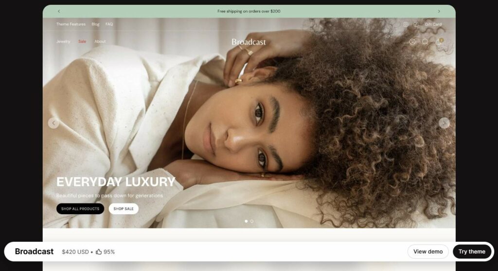 Broadcast Theme Shopify overview