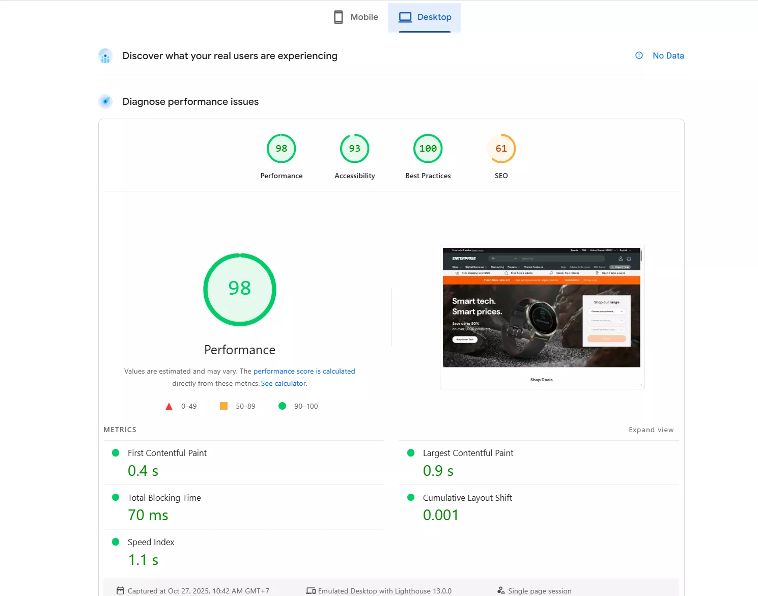 enterprise pagespeed insight