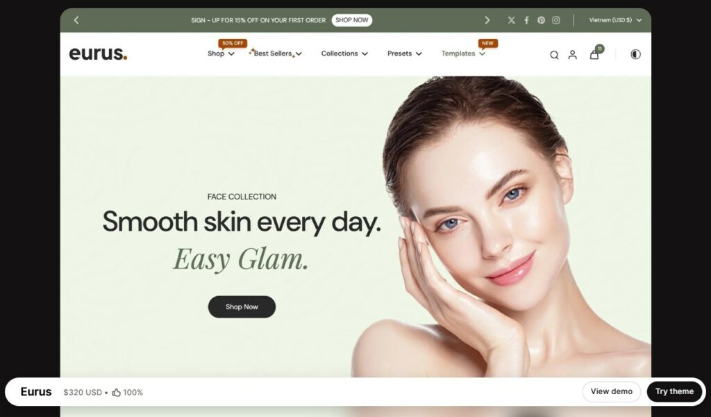 Eurus - best Shopify themes for mobile