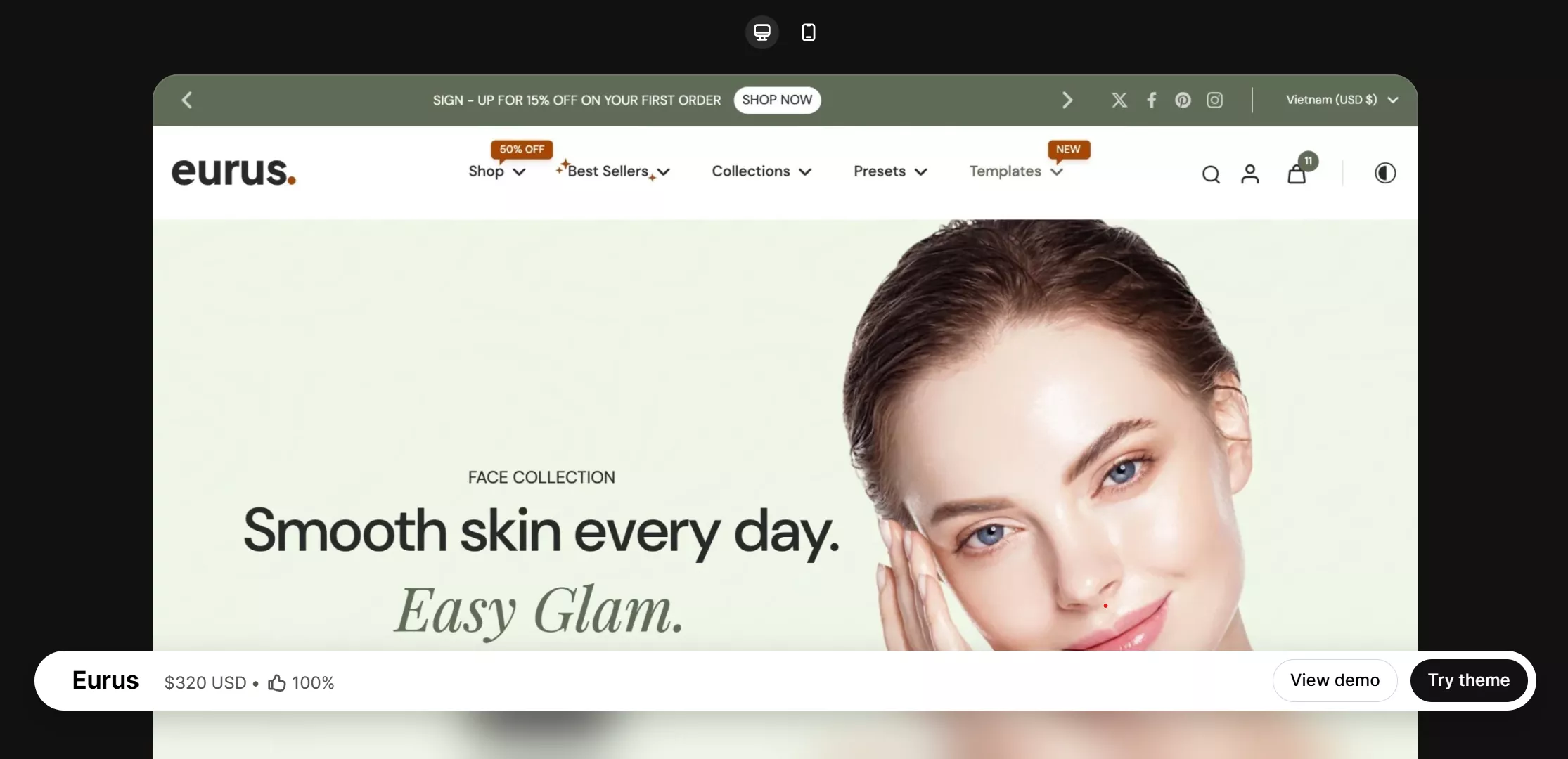 eurus theme - one of the best shopify themes for speed, ux & conversion