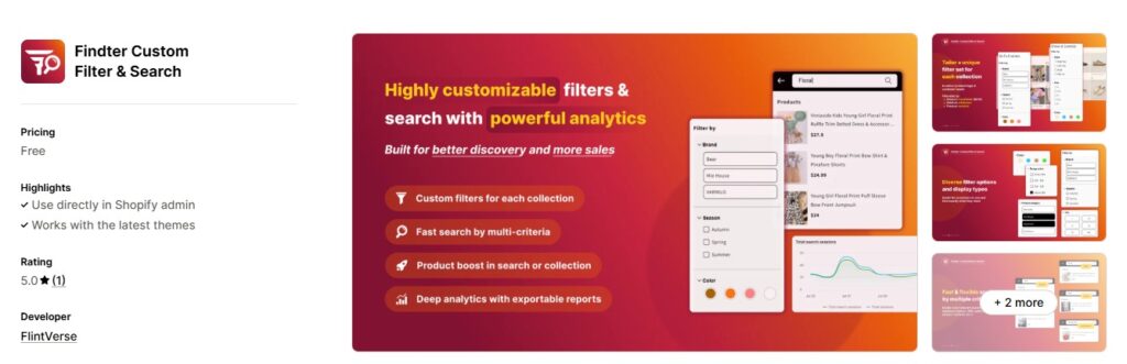 shopify filter app -  Findter Custom Filter & Search