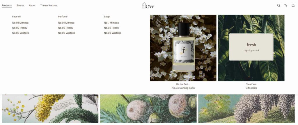 The mega menu of Flow theme