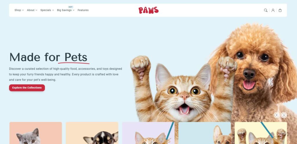 flux shopify theme for pet stores