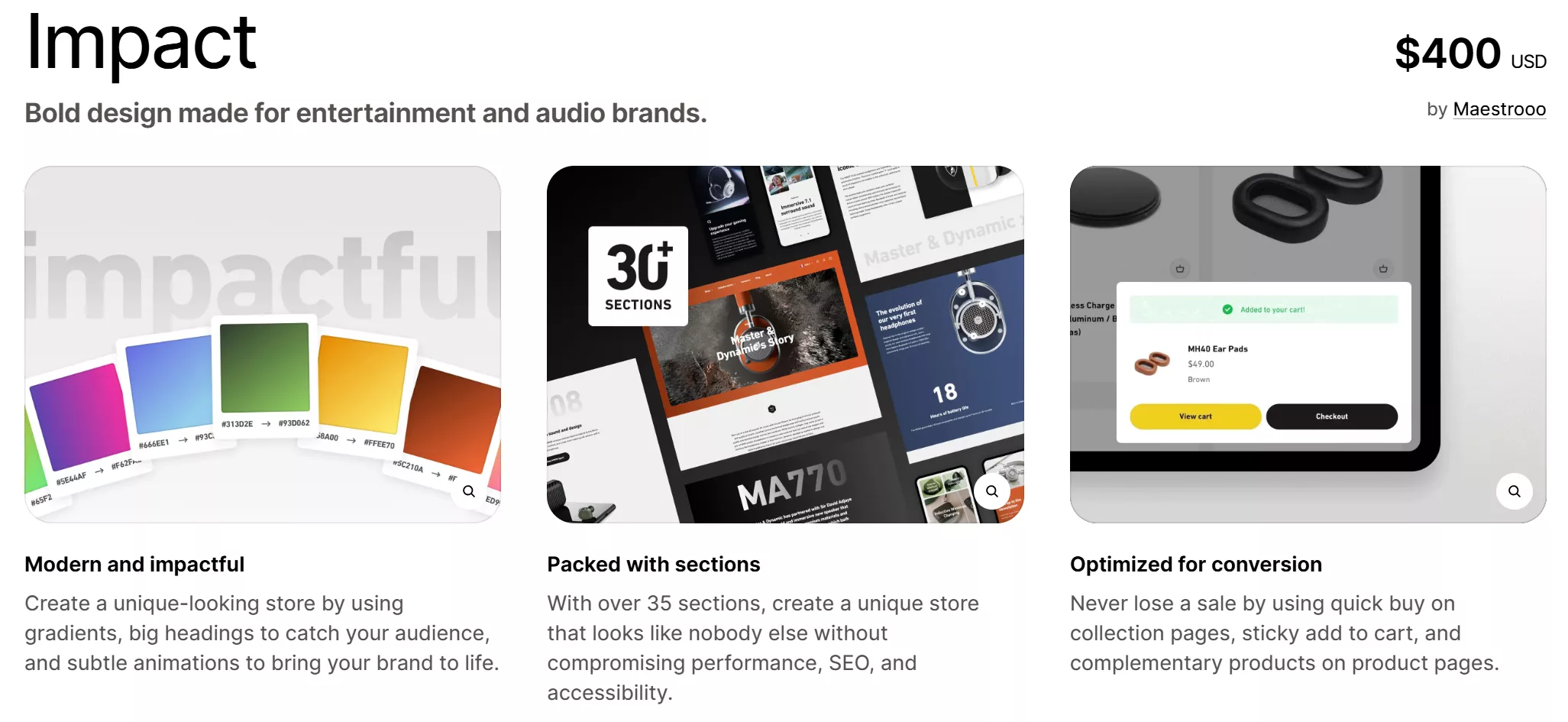 impact theme features