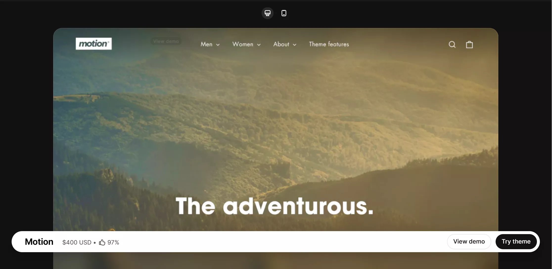 motion theme listing preview