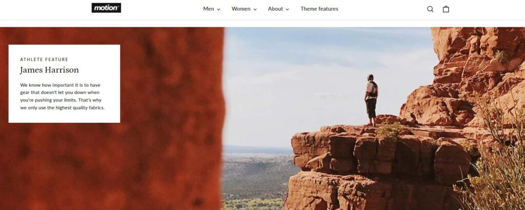 main features of motion shopify theme - animation