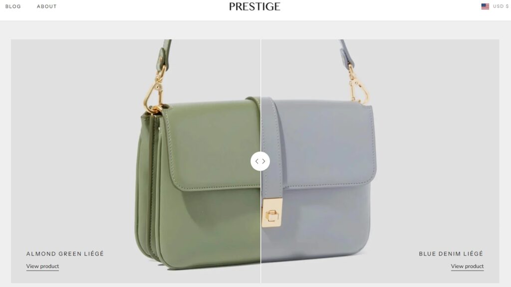 The image slider feature of Prestige Shopify Theme