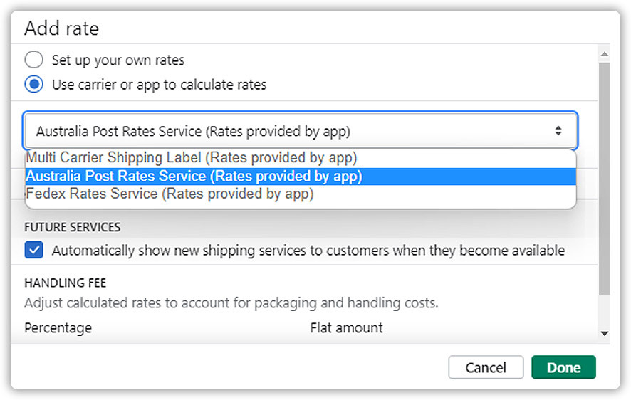 shopify advanced plan features: carrier-calculated shipping rates