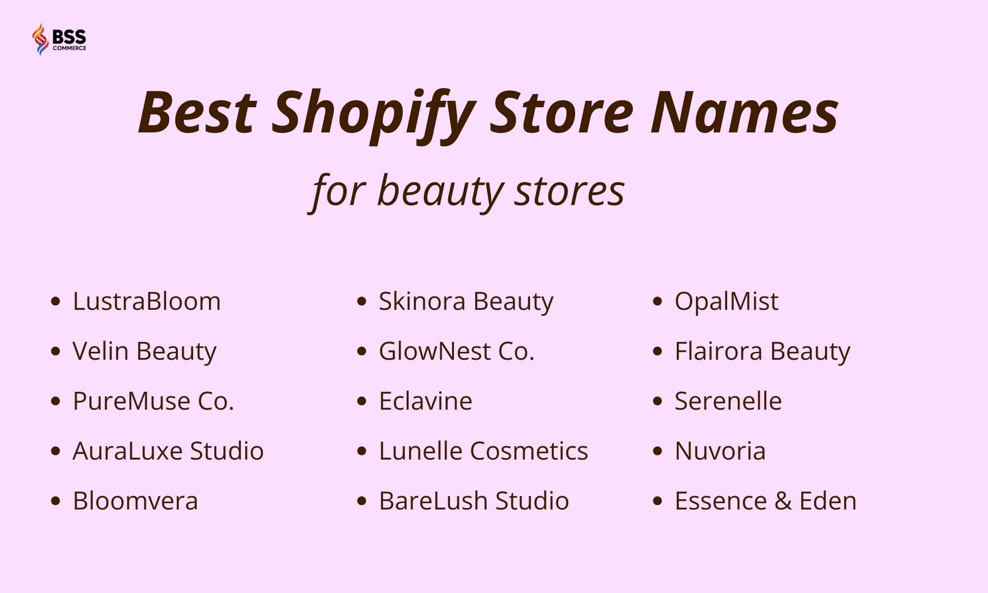 shopify store name ideas for beauty niche