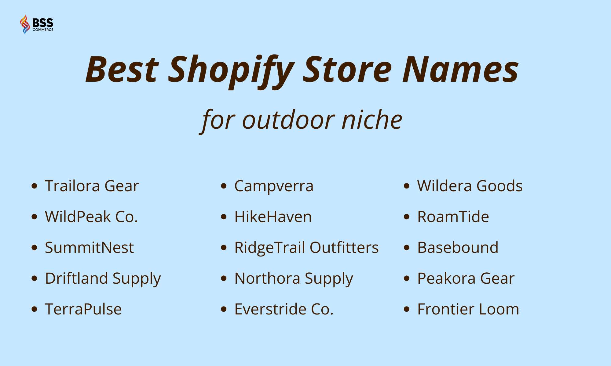 shopify store names for outdoor niche