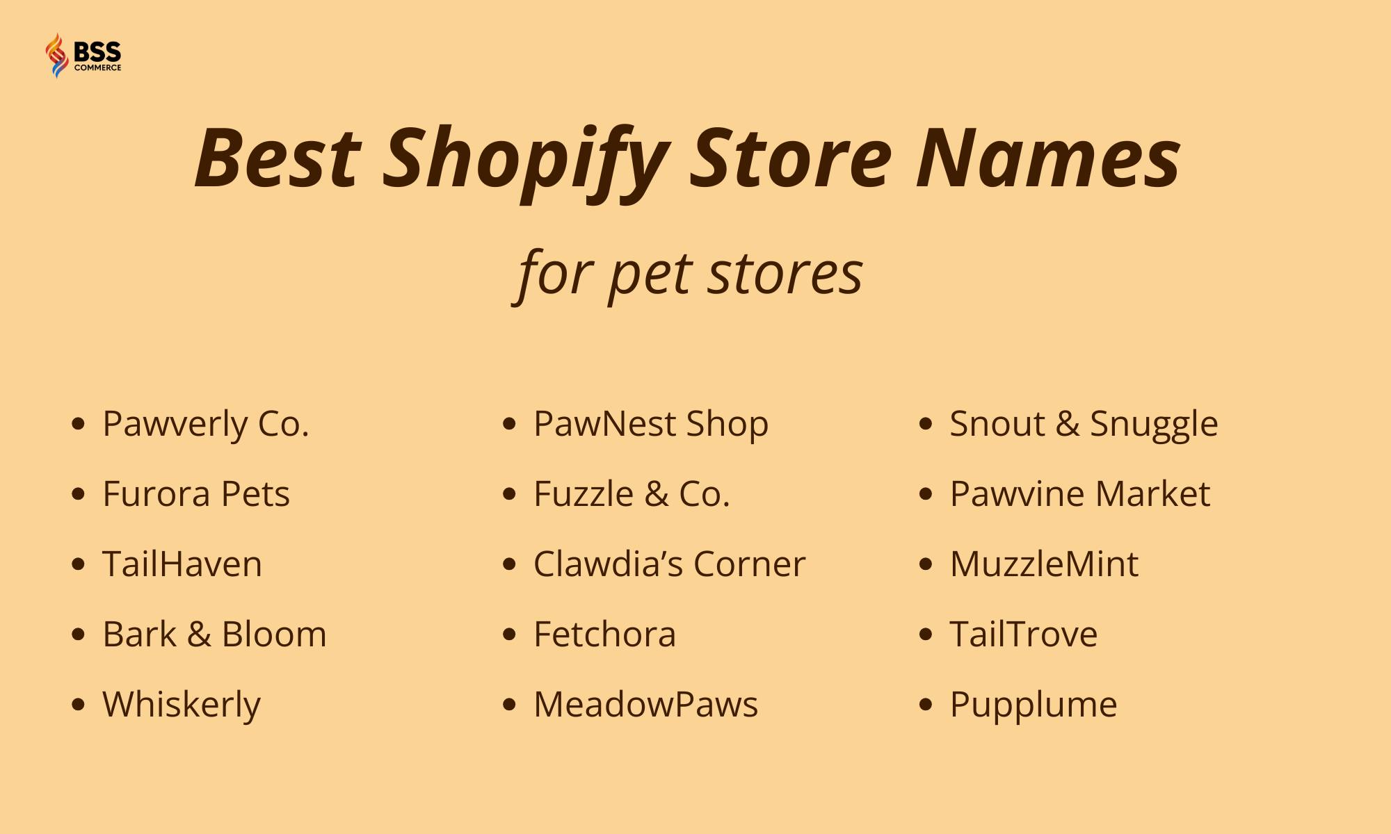 shopify store names for pet niche