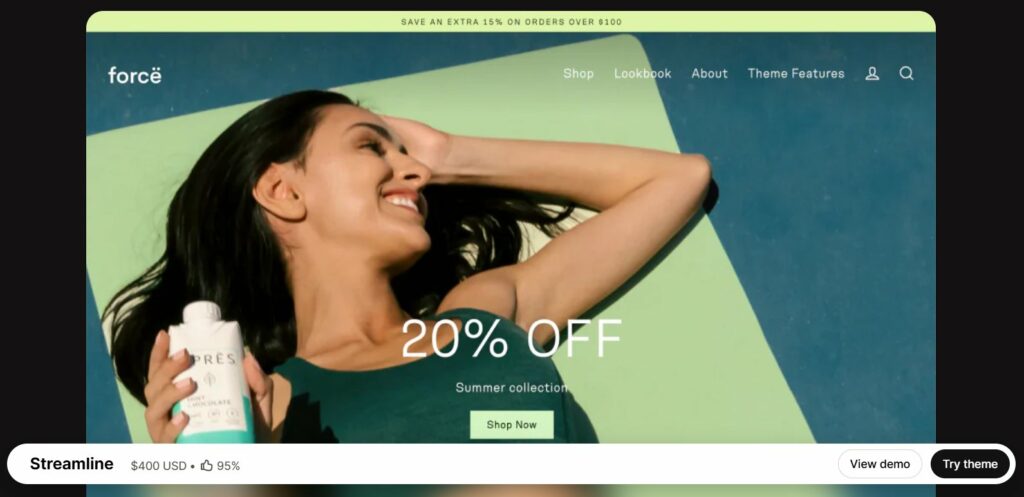 Streamline - best Shopify theme for mobile