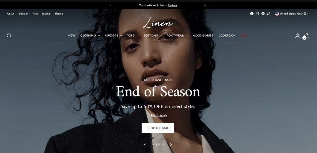 Stiletto Shopify Theme preset - Linen