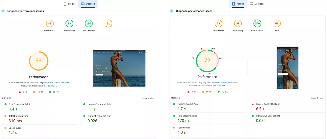 symmetry pagespeed insight score