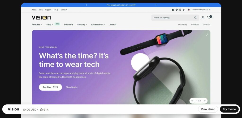 Vision Shopify Theme overview