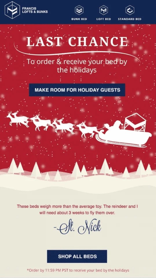 last-minute Christmas sales email