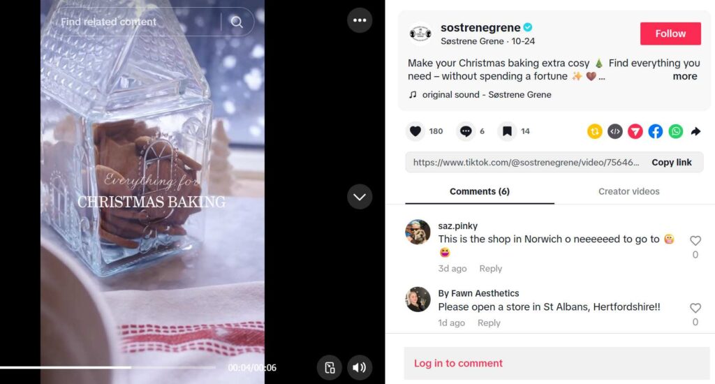 Søstrene Grene's Christmas videos on TikTok