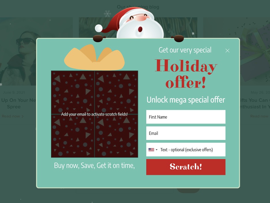Christmas-themed pop-up on your e-commerce website