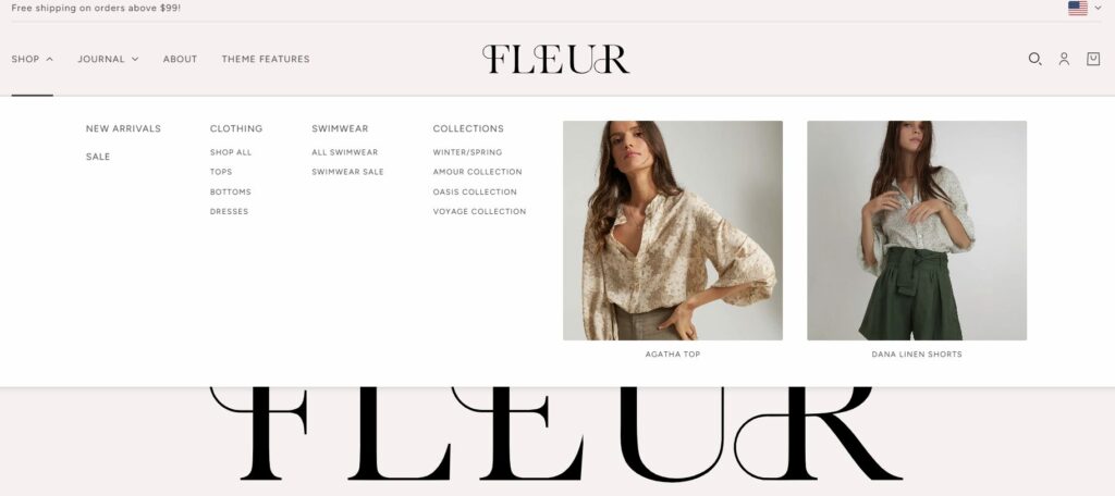 mega menu in blockshop theme shopify