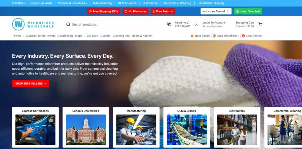 Microfiber Wholesale homepage