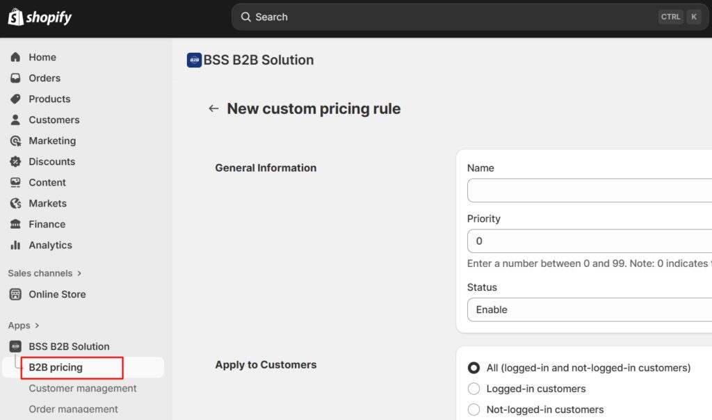 creating custom pricing rules with BSS B2B Solution