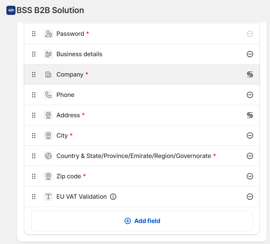 add custom fields in B2B registration form